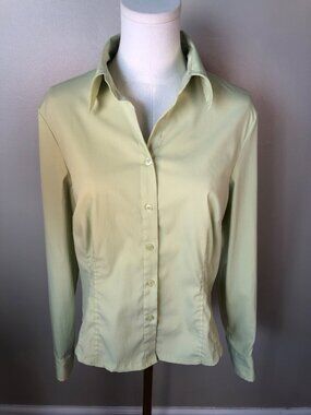 Como Stretchy Light Green Office Career Blouse & Coastal Casual Size M